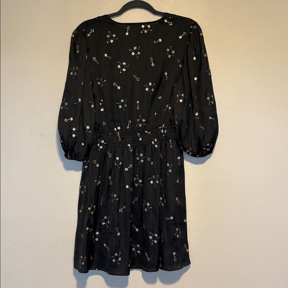 MAJE Black Satin Sequin-embellished satin mini dress size 40 (large) - Picture 11 of 12